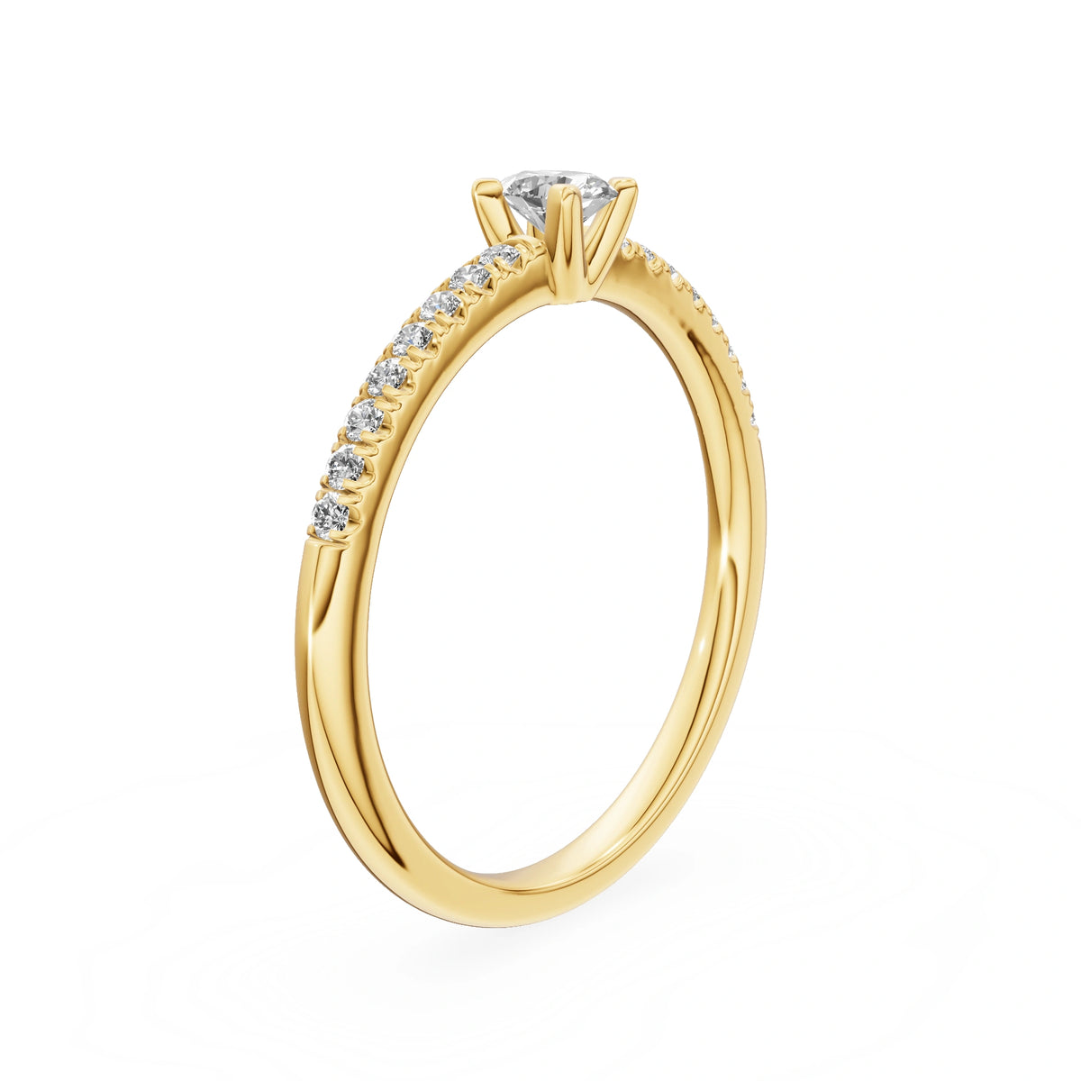 Gremari Seven Solis zásnubný prsteň zo žltého zlata s 0,15 ct lab-grown diamantom – Oval