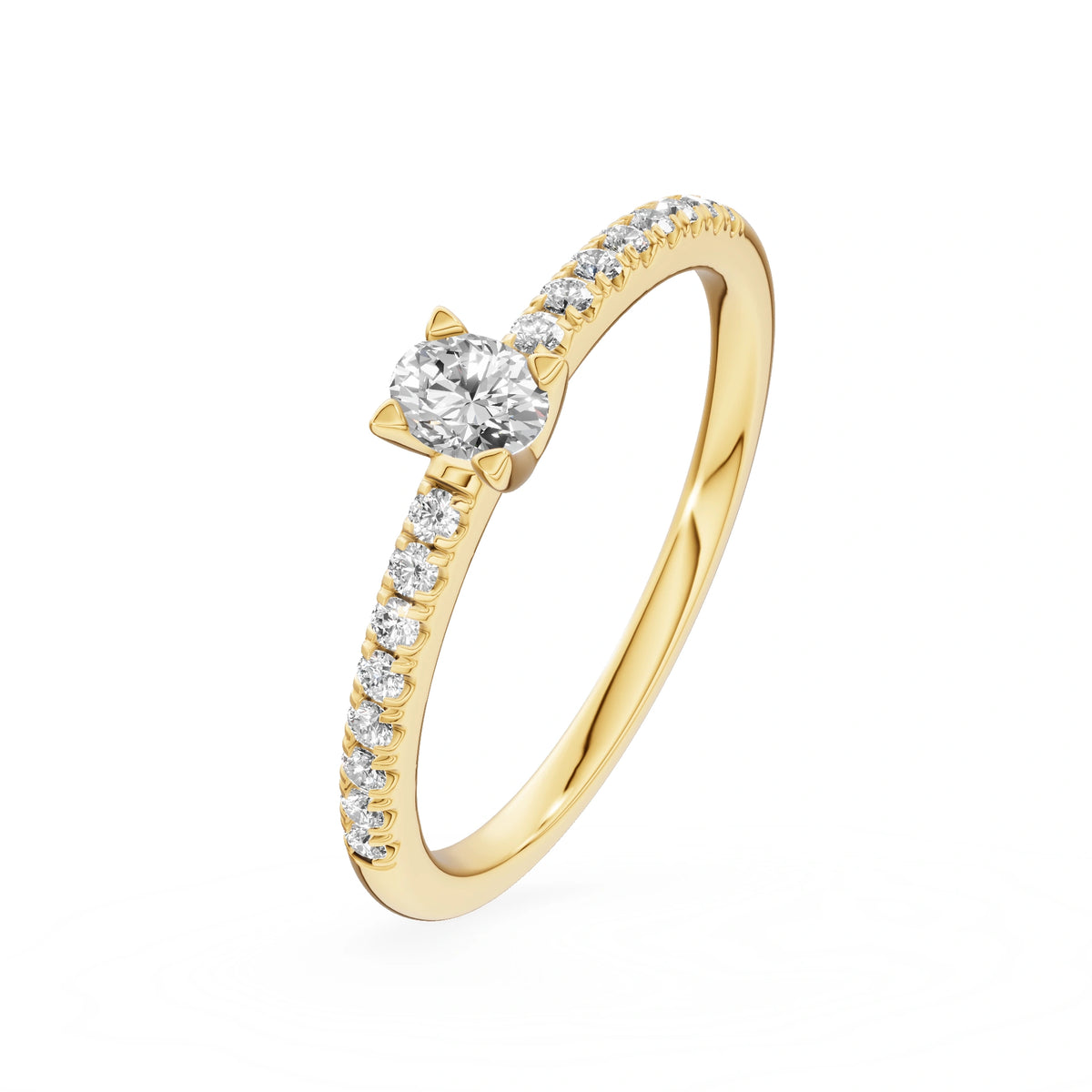 Gremari Seven Solis zásnubný prsteň zo žltého zlata s 0,15 ct lab-grown diamantom – Oval
