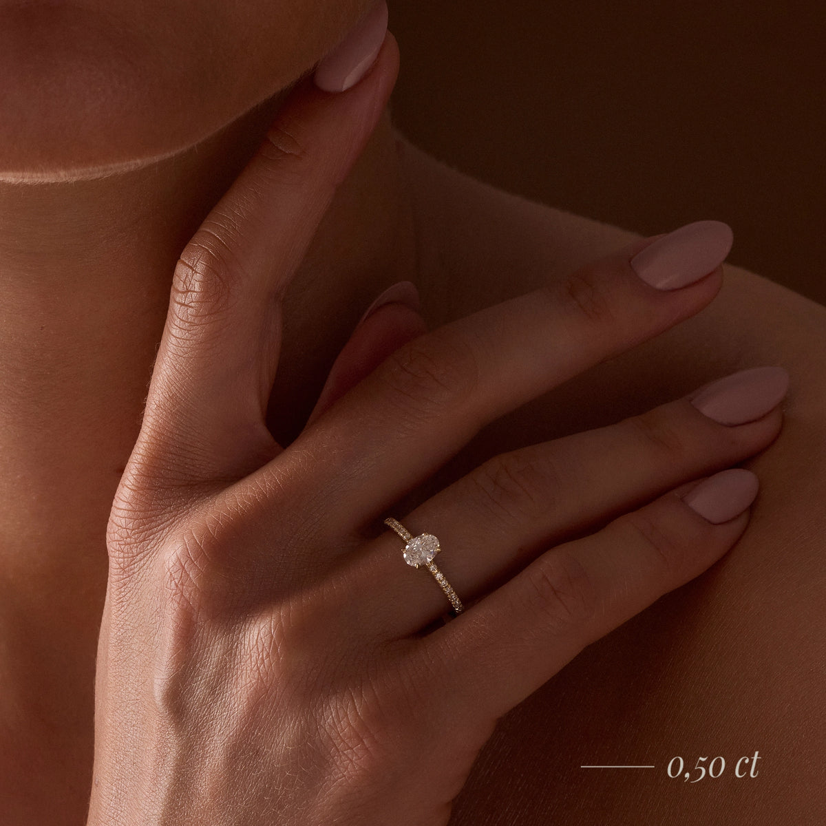 Gremari Seven Solis zásnubný prsteň z ružového zlata s 1,00 ct lab-grown diamantom – Oval