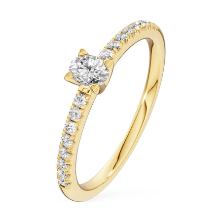 0.15 ct oval-cut natural diamond GREMARI Seven Solis engagement ring in 14K yellow gold