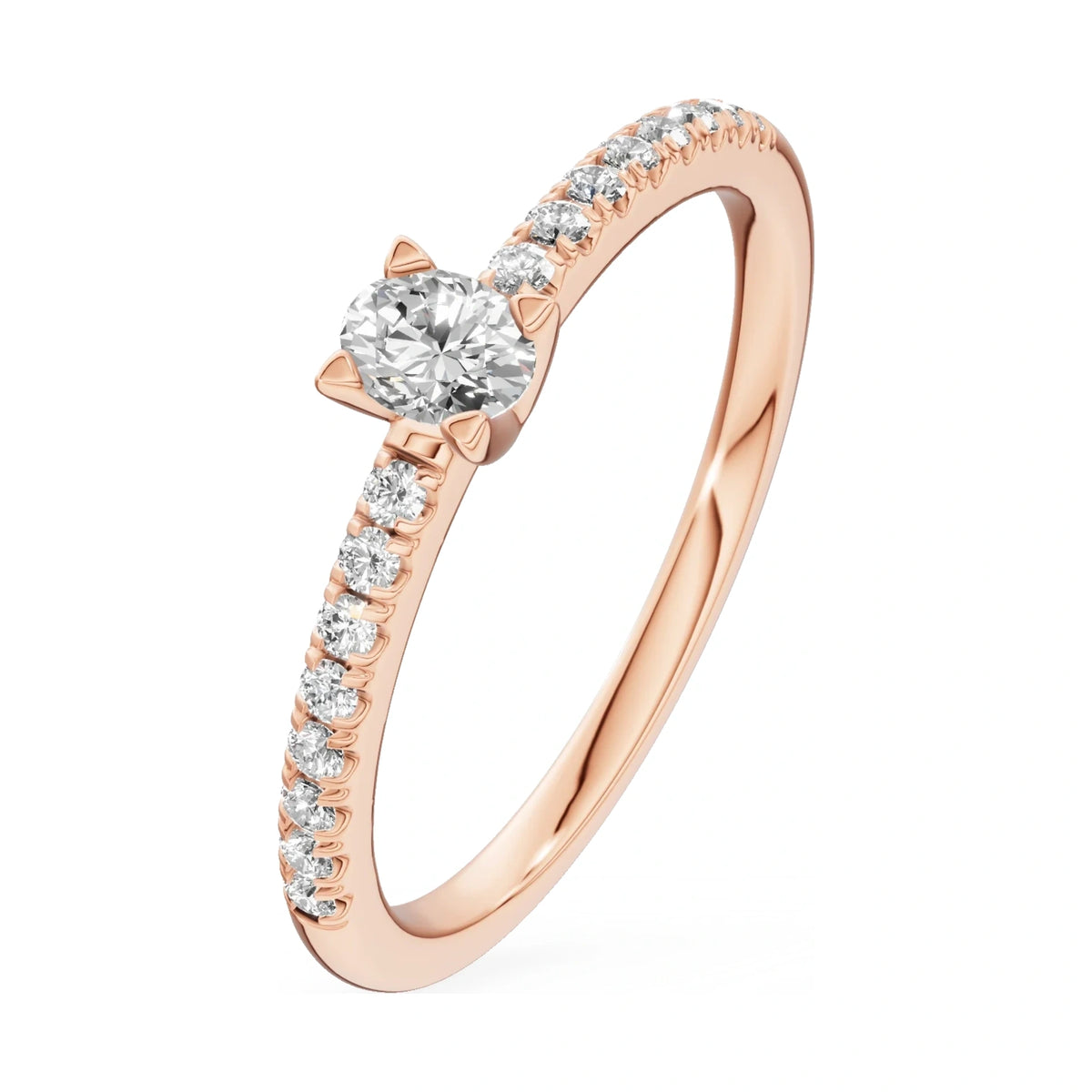 0.15 ct oval-cut natural diamond GREMARI Seven Solis engagement ring in 14K rose gold