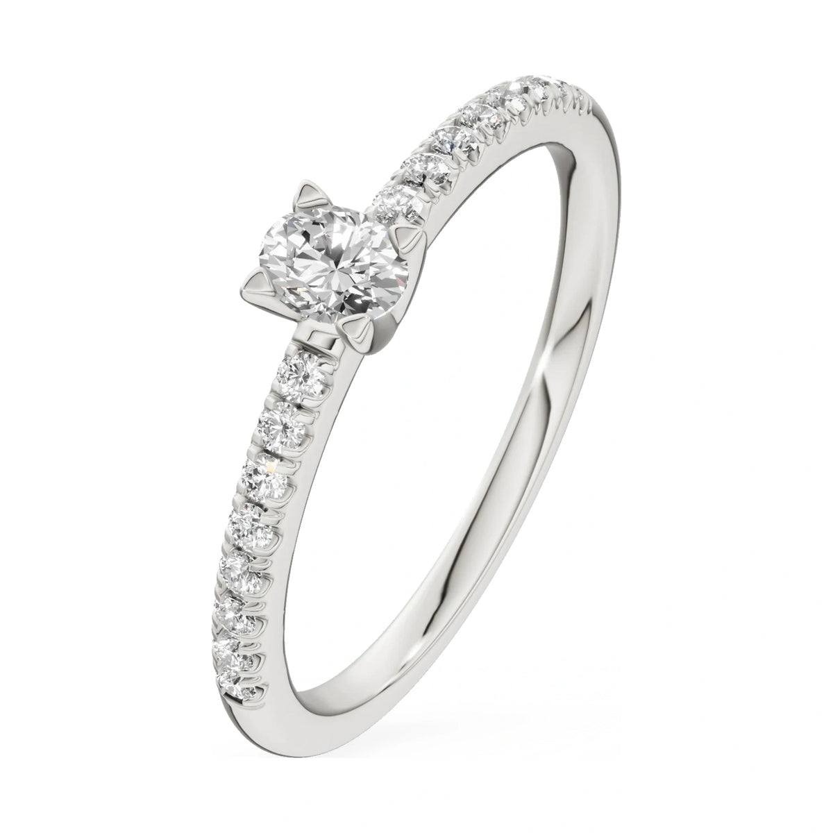 0.15 ct oval-cut natural diamond GREMARI Seven Solis engagement ring in 14K white gold