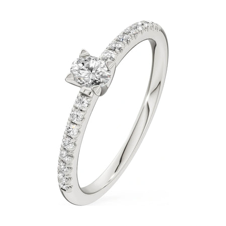 0.15 ct oval-cut natural diamond GREMARI Seven Solis engagement ring in 14K white gold