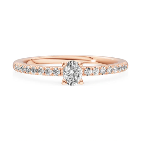 GREMARI Seven Solis 14K rose gold engagement ring with 0.15 ct oval-cut natural diamond