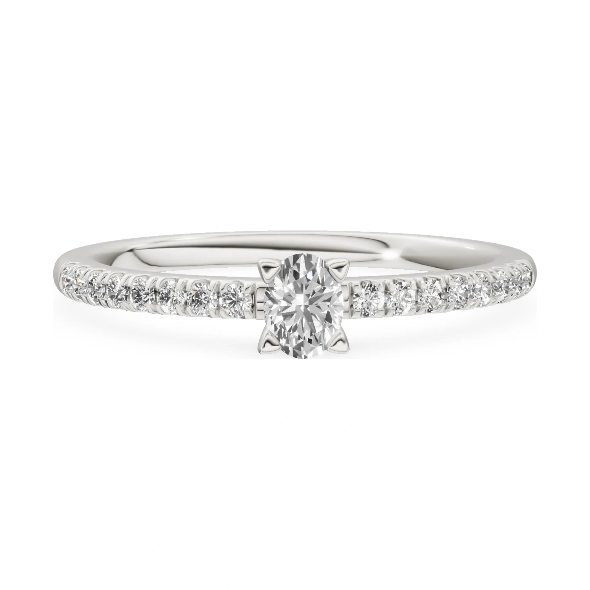 GREMARI Seven Solis 14K white gold engagement ring with 0.15 ct oval-cut natural diamond