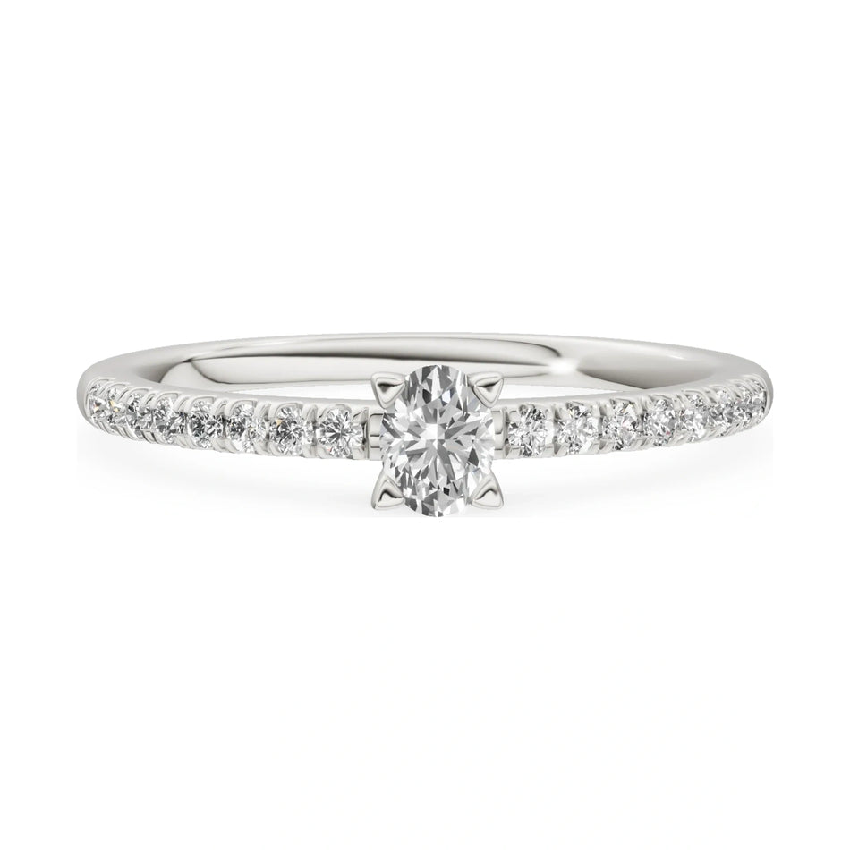 GREMARI Seven Solis 14K white gold engagement ring with 0.15 ct oval-cut natural diamond