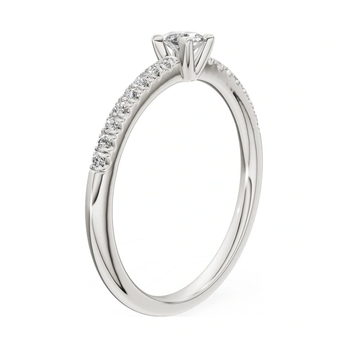 14K white gold GREMARI Seven Solis ring with 0.15 ct oval-cut natural diamond