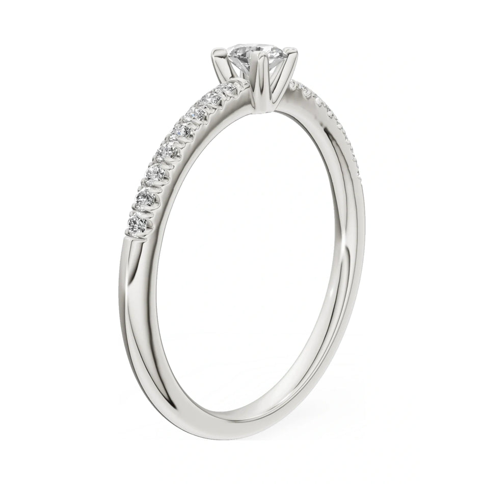 14K white gold GREMARI Seven Solis ring with 0.15 ct oval-cut natural diamond