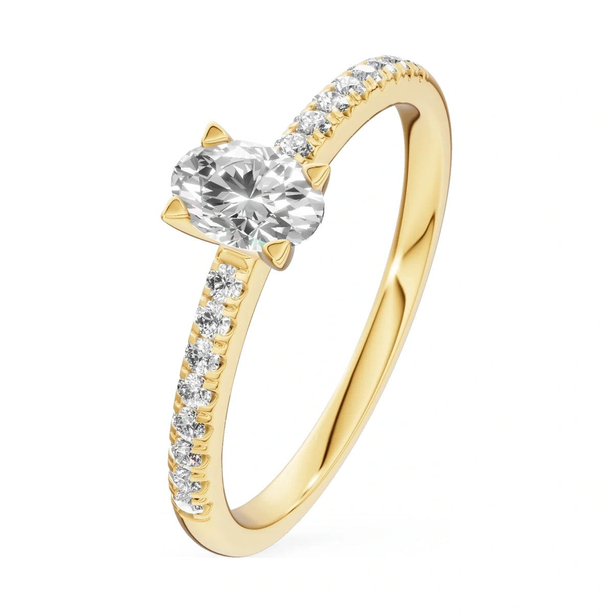 0.30 ct oval-cut natural diamond GREMARI Seven Solis engagement ring in 14K yellow gold