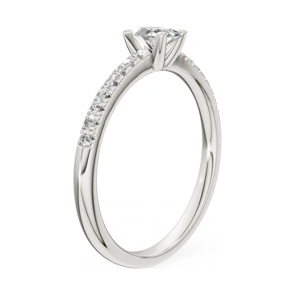 14K white gold GREMARI Seven Solis ring with 0.30 ct oval-cut natural diamond