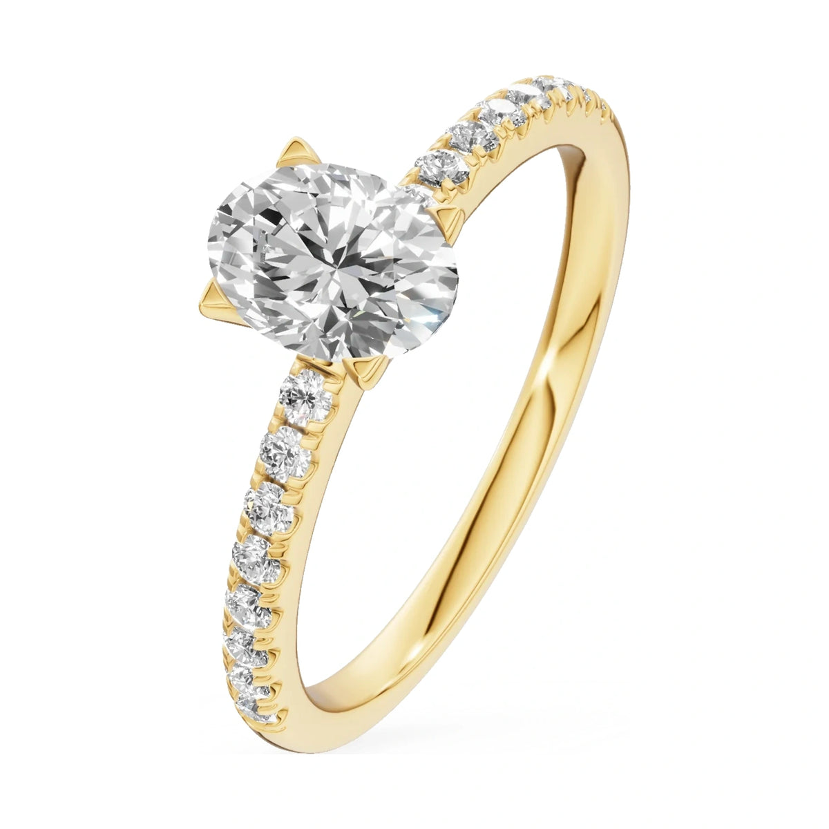 0.50 ct oval-cut natural diamond GREMARI Seven Solis engagement ring in 14K yellow gold