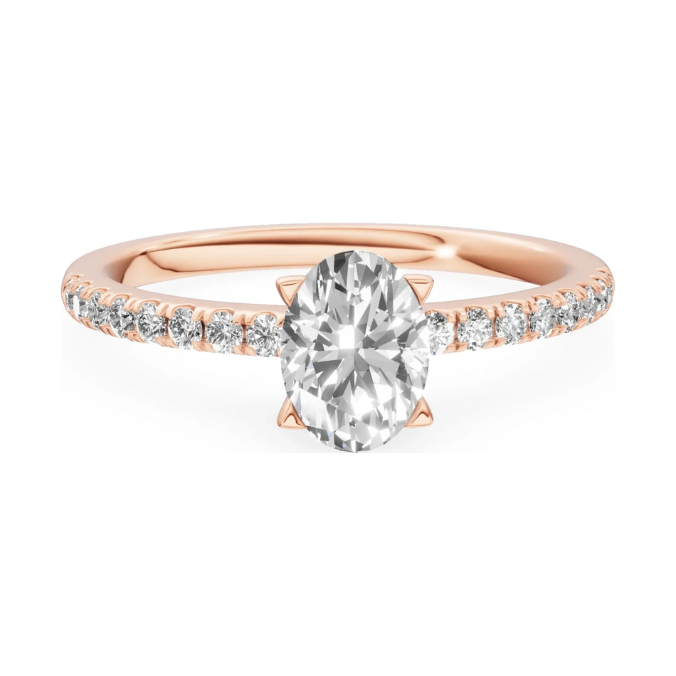 GREMARI Seven Solis 14K rose gold engagement ring with 0.50 ct oval-cut natural diamond