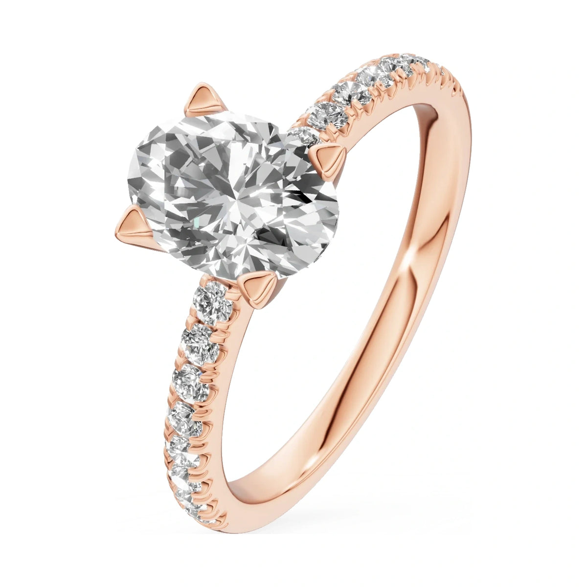 1.00 ct oval-cut natural diamond GREMARI Seven Solis engagement ring in 14K rose gold