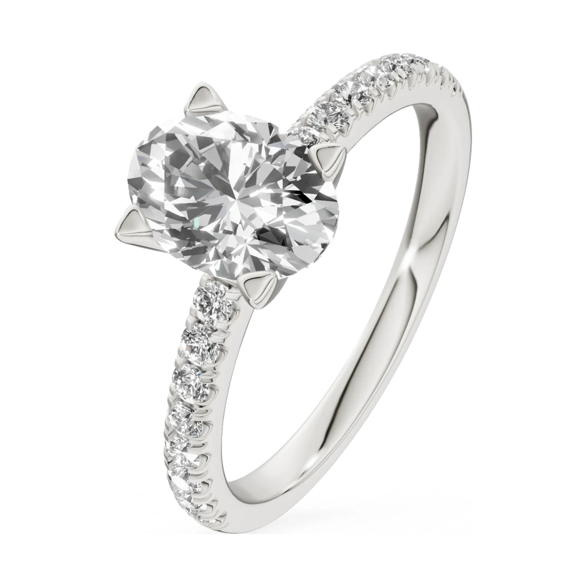 1.00 ct oval-cut natural diamond GREMARI Seven Solis engagement ring in 14K white gold