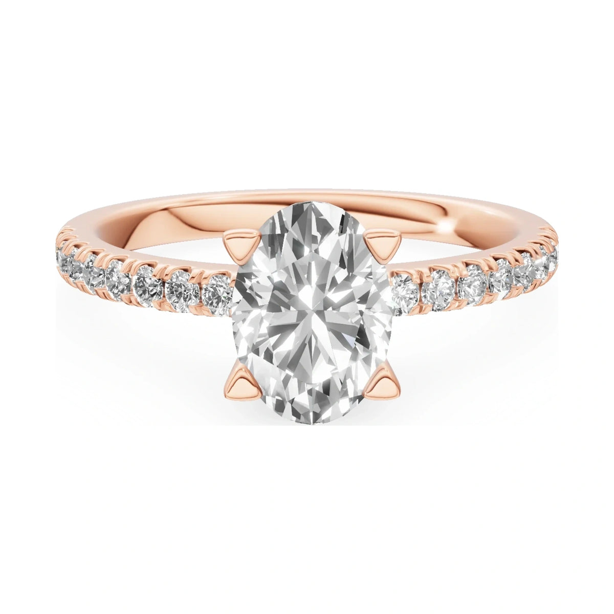 GREMARI Seven Solis 14K rose gold engagement ring with 1.00 ct oval-cut natural diamond