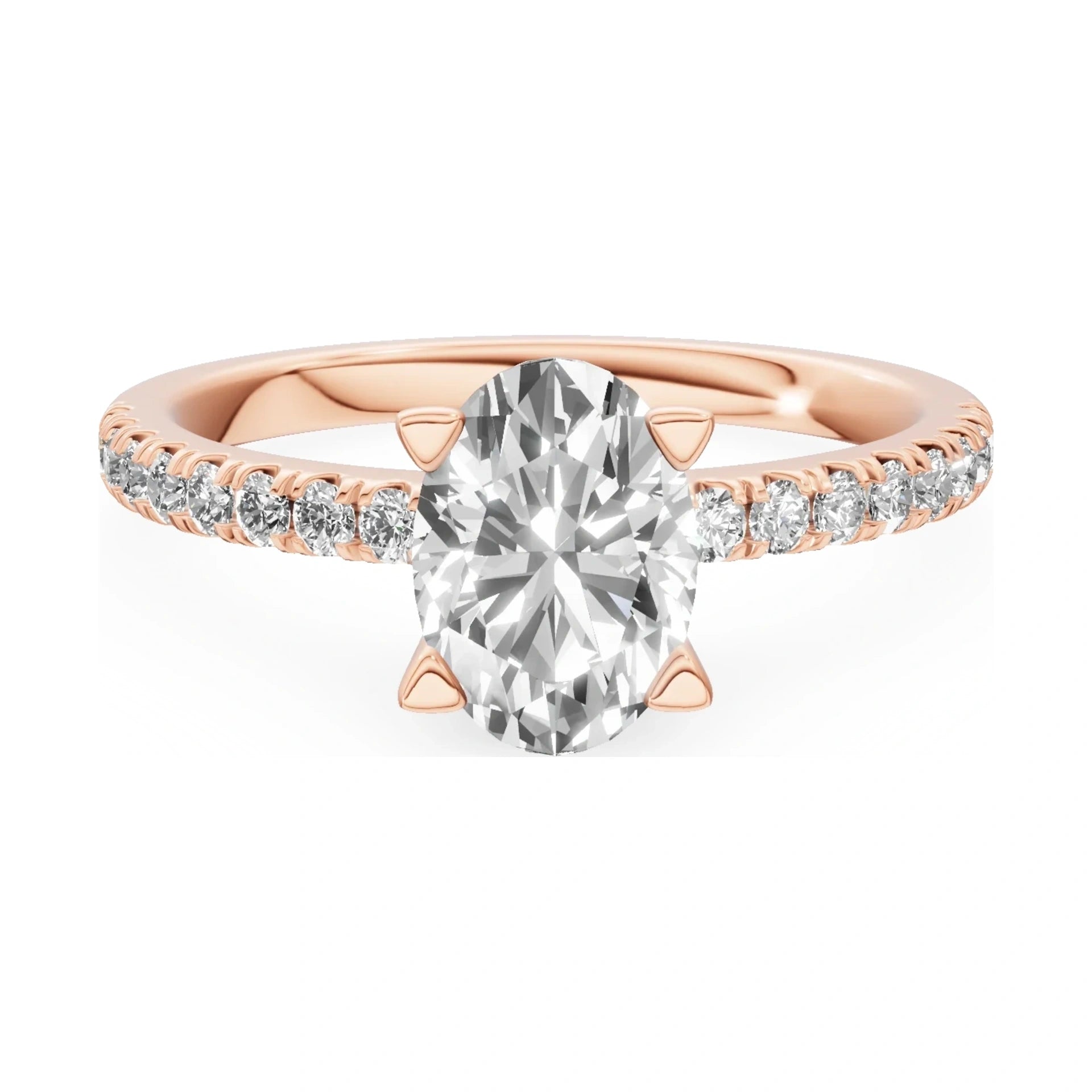 GREMARI Seven Solis 14K rose gold engagement ring with 1.00 ct oval-cut natural diamond
