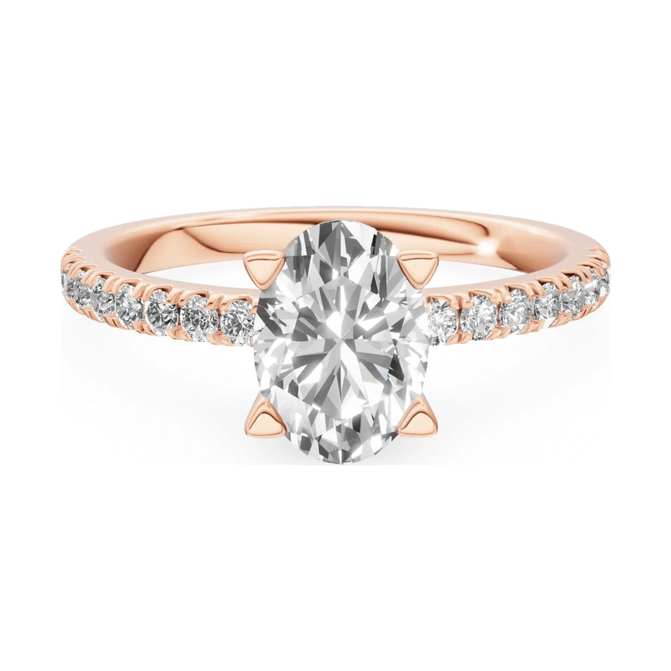 GREMARI Seven Solis 14K rose gold engagement ring with 1.00 ct oval-cut natural diamond