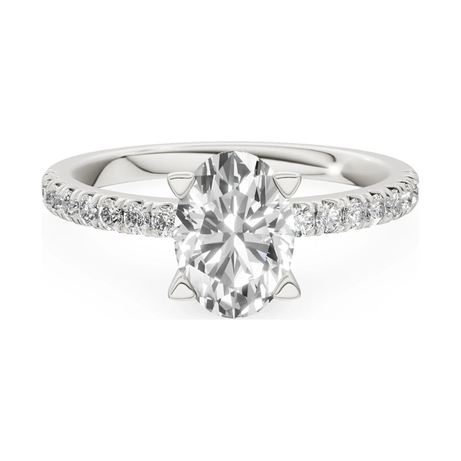GREMARI Seven Solis 14K white gold engagement ring with 1.00 ct oval-cut natural diamond