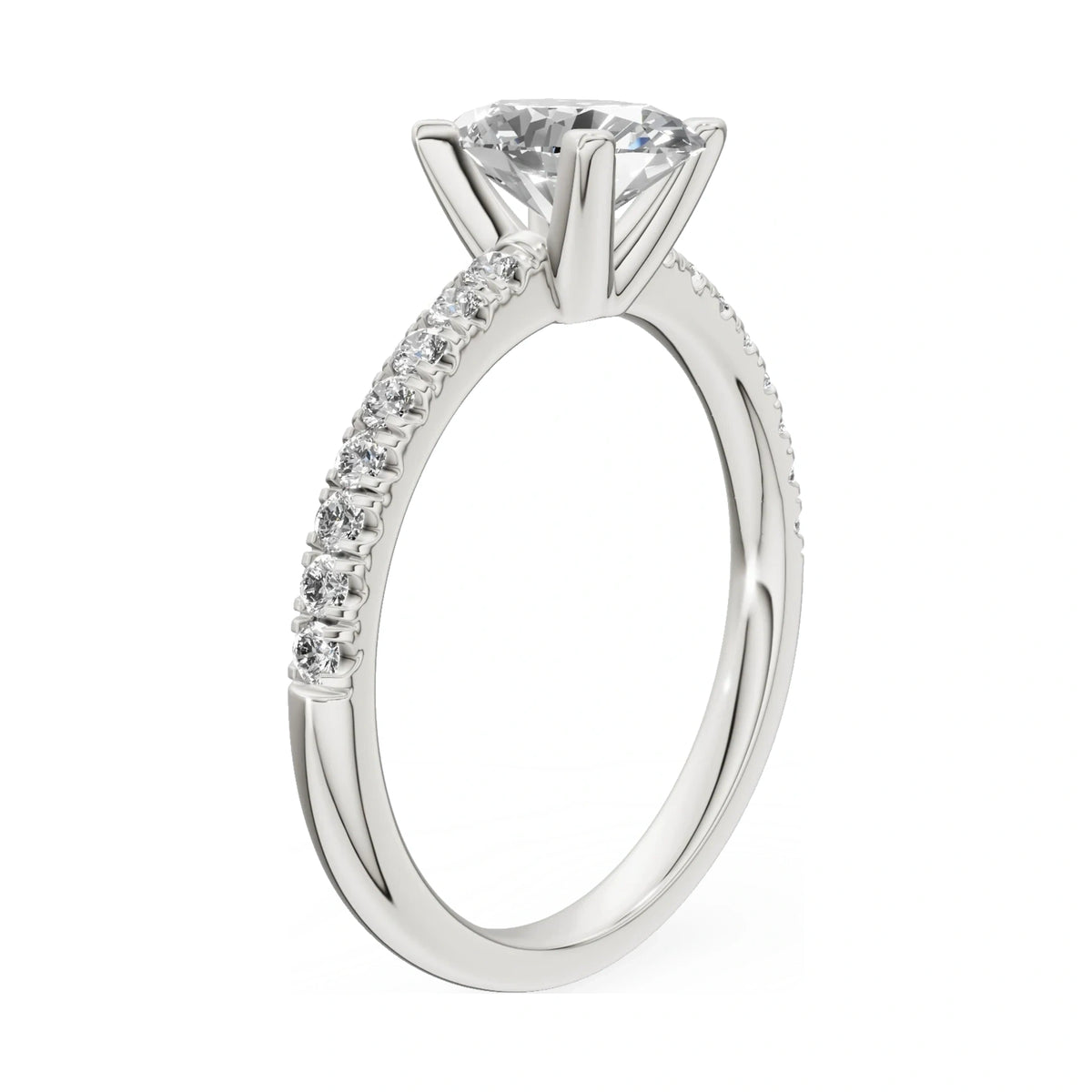 14K white gold GREMARI Seven Solis ring with 1.00 ct oval-cut natural diamond
