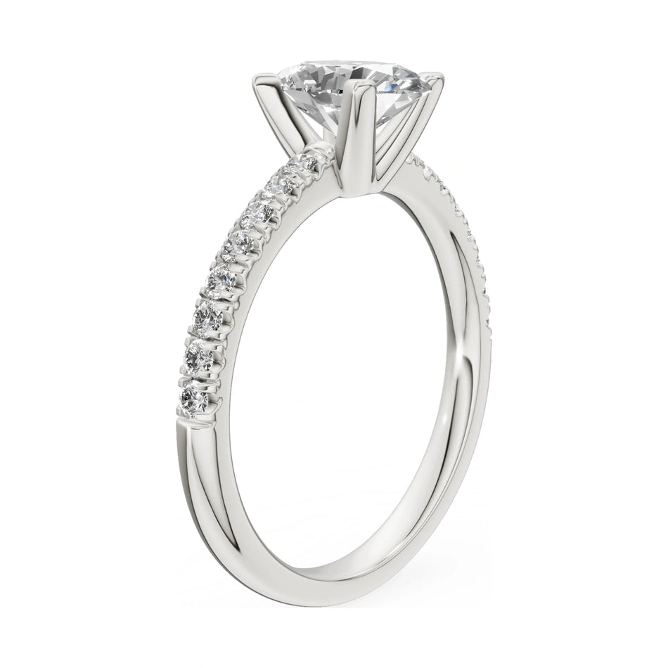 14K white gold GREMARI Seven Solis ring with 1.00 ct oval-cut natural diamond