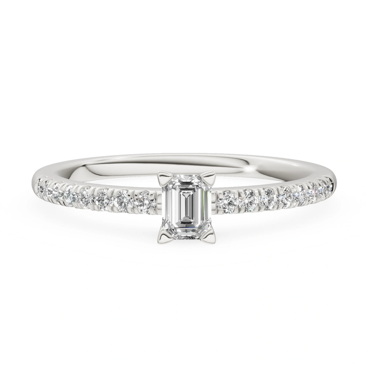 Gremari Seven Solis zásnubný prsteň z bieleho zlata s 0,15 ct lab-grown diamantom – Emerald