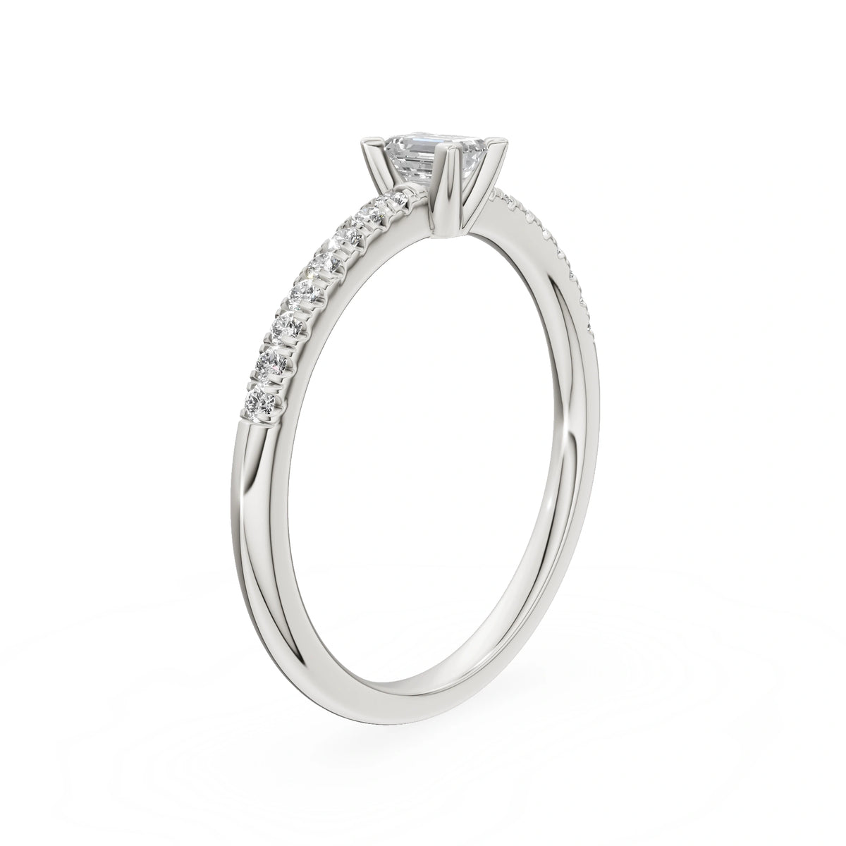 Gremari Seven Solis zásnubný prsteň z bieleho zlata s 0,15 ct lab-grown diamantom – Emerald