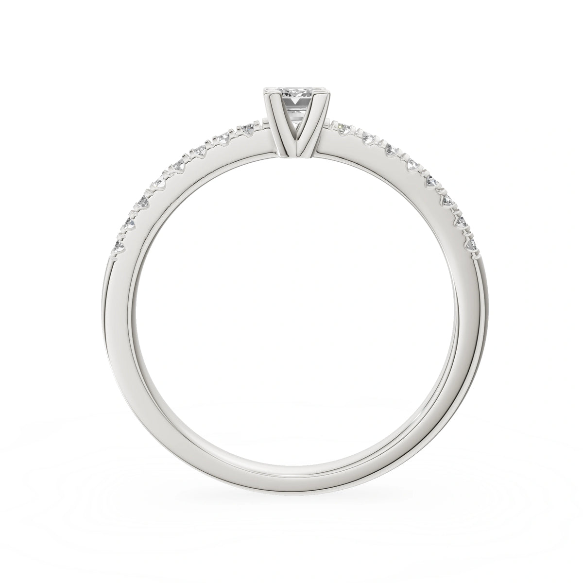Gremari Seven Solis zásnubný prsteň z bieleho zlata s 0,15 ct lab-grown diamantom – Emerald