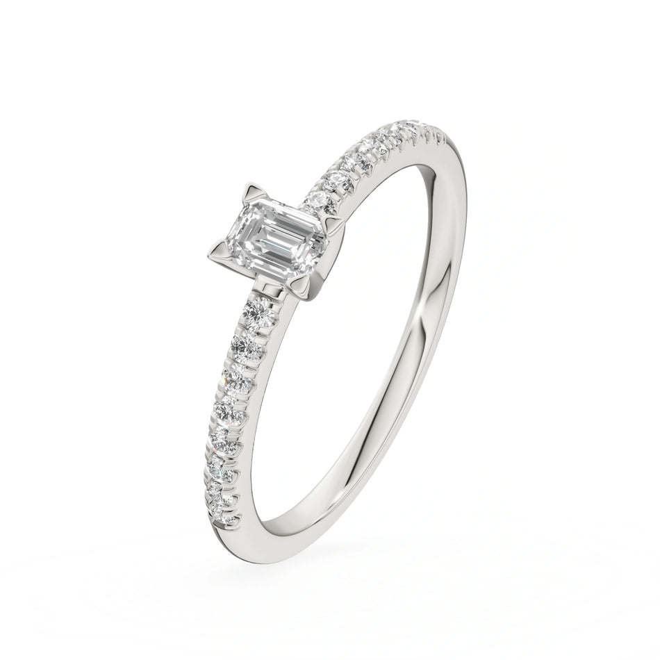 Gremari Seven Solis zásnubný prsteň z bieleho zlata s 0,15 ct lab-grown diamantom – Emerald