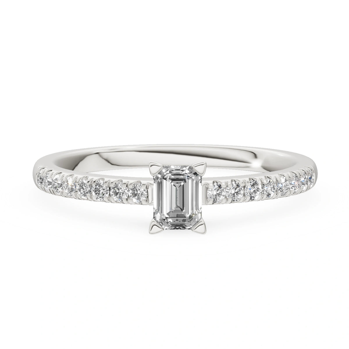 Gremari Seven Solis zásnubný prsteň z bieleho zlata s 0,24 ct lab-grown diamantom – Emerald