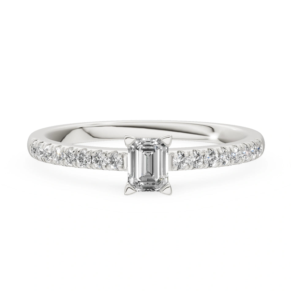 Gremari Seven Solis zásnubný prsteň z bieleho zlata s 0,24 ct lab-grown diamantom – Emerald