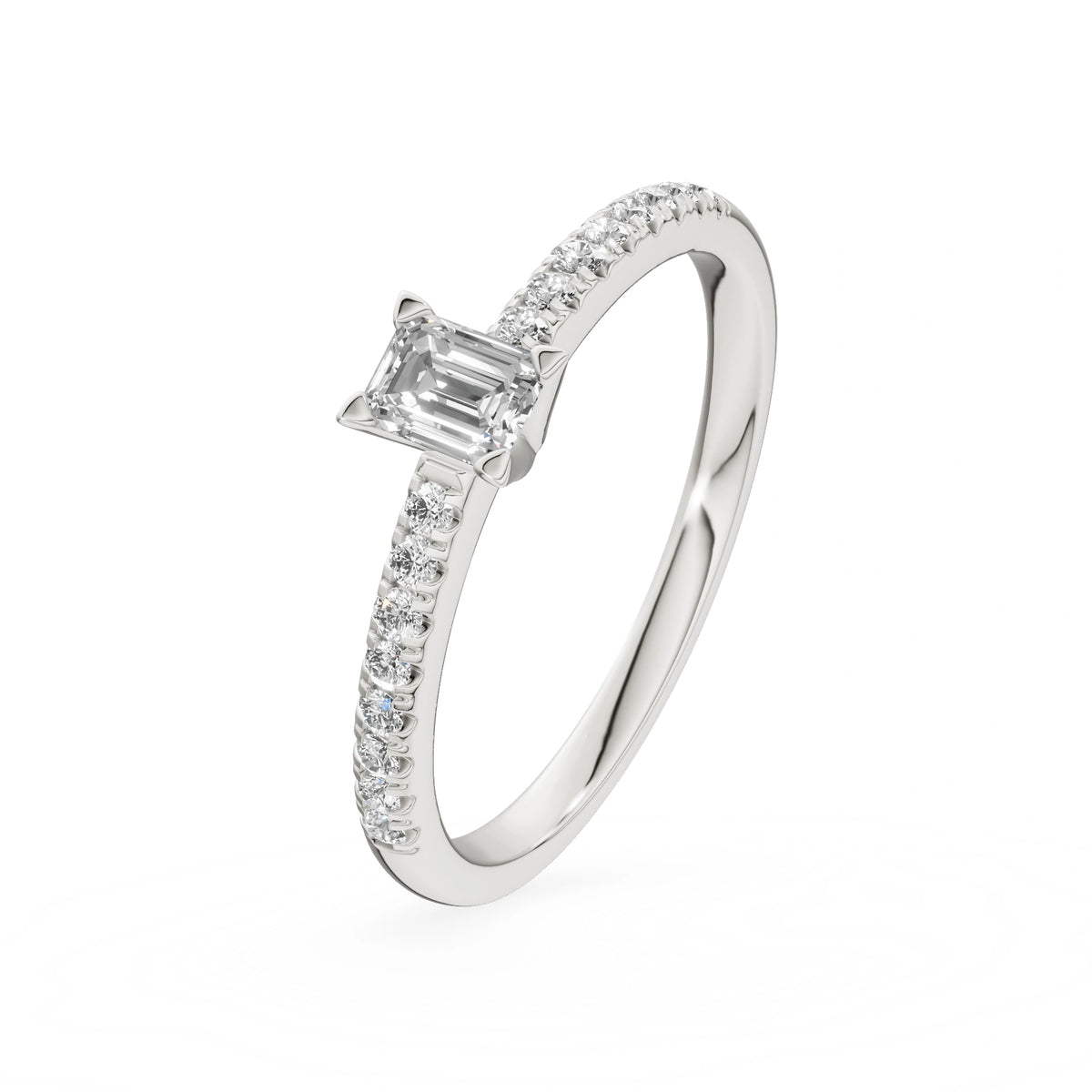 Gremari Seven Solis zásnubný prsteň z bieleho zlata s 0,24 ct lab-grown diamantom – Emerald
