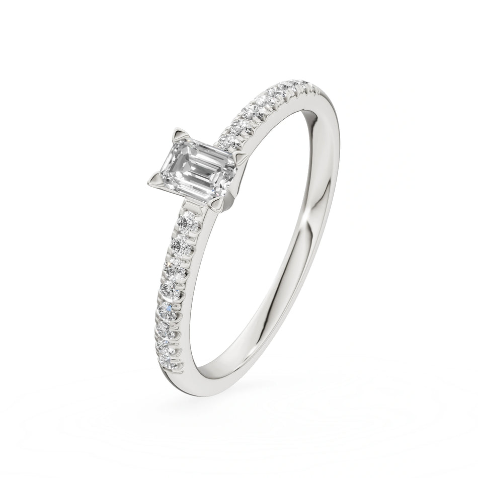 Gremari Seven Solis zásnubný prsteň z bieleho zlata s 0,24 ct lab-grown diamantom – Emerald