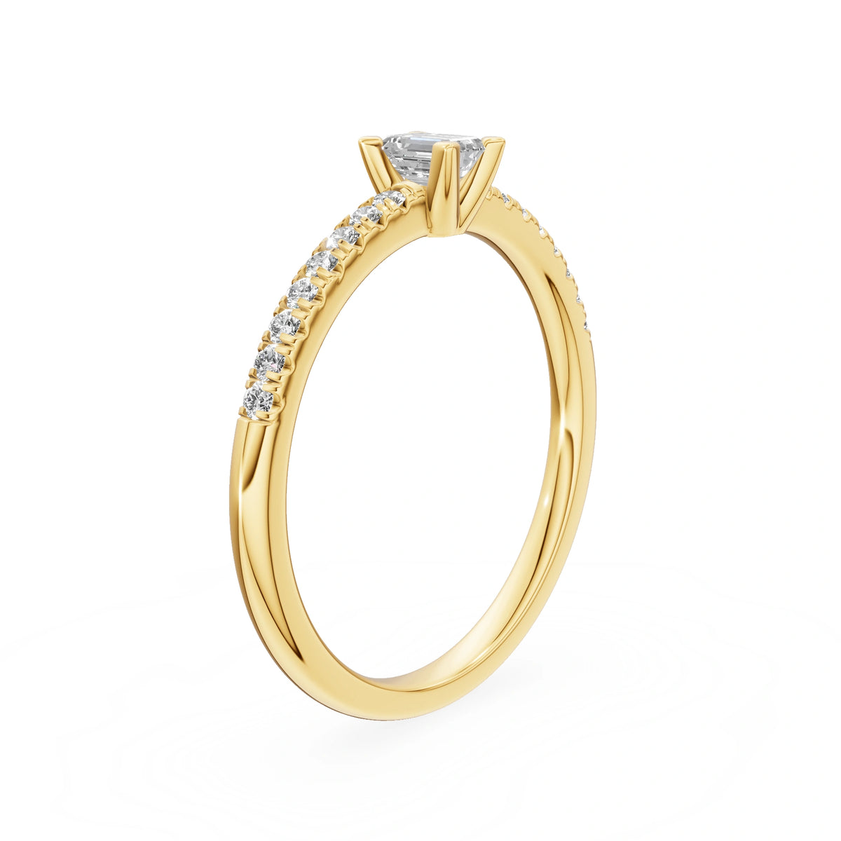 Gremari Seven Solis zásnubný prsteň zo žltého zlata s 0,15 ct lab-grown diamantom – Emerald
