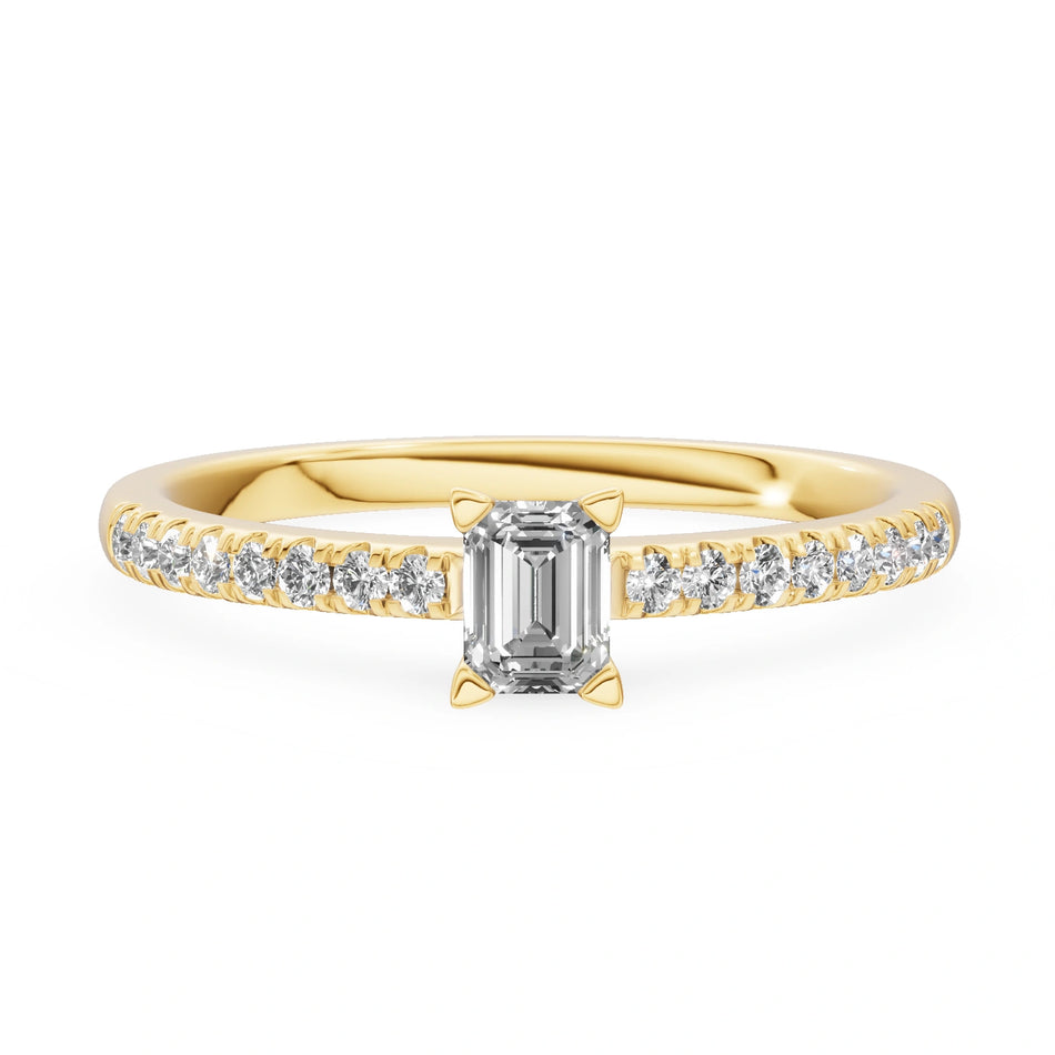 Gremari Seven Solis zásnubný prsteň zo žltého zlata s 0,24 ct lab-grown diamantom – Emerald