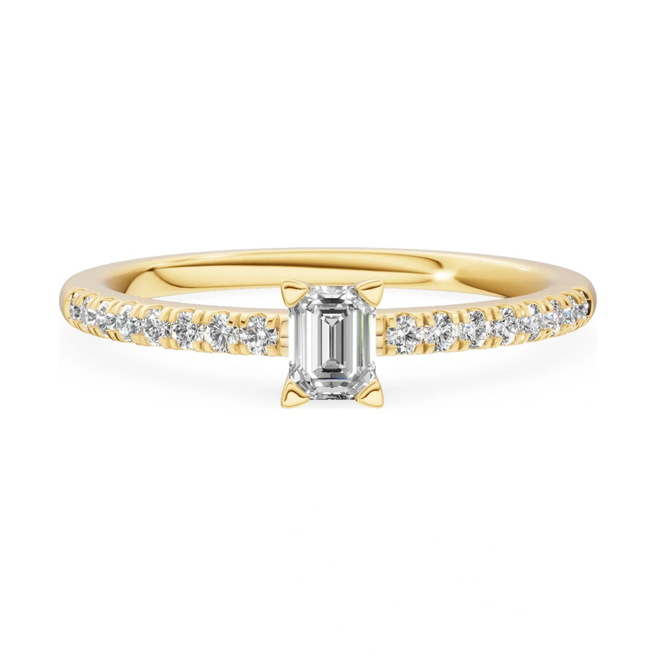 GREMARI Seven Solis 14K yellow gold engagement ring with 0.15 ct emerald-cut natural diamond