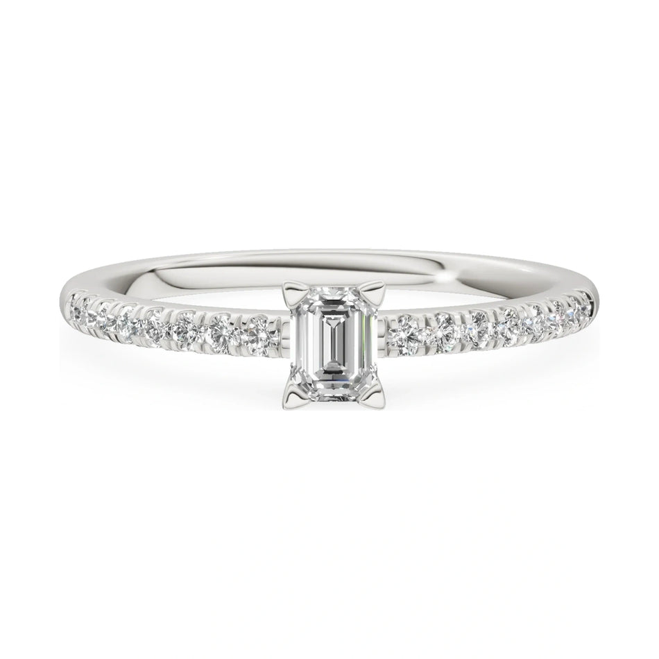 GREMARI Seven Solis 14K white gold engagement ring with 0.15 ct emerald-cut natural diamond
