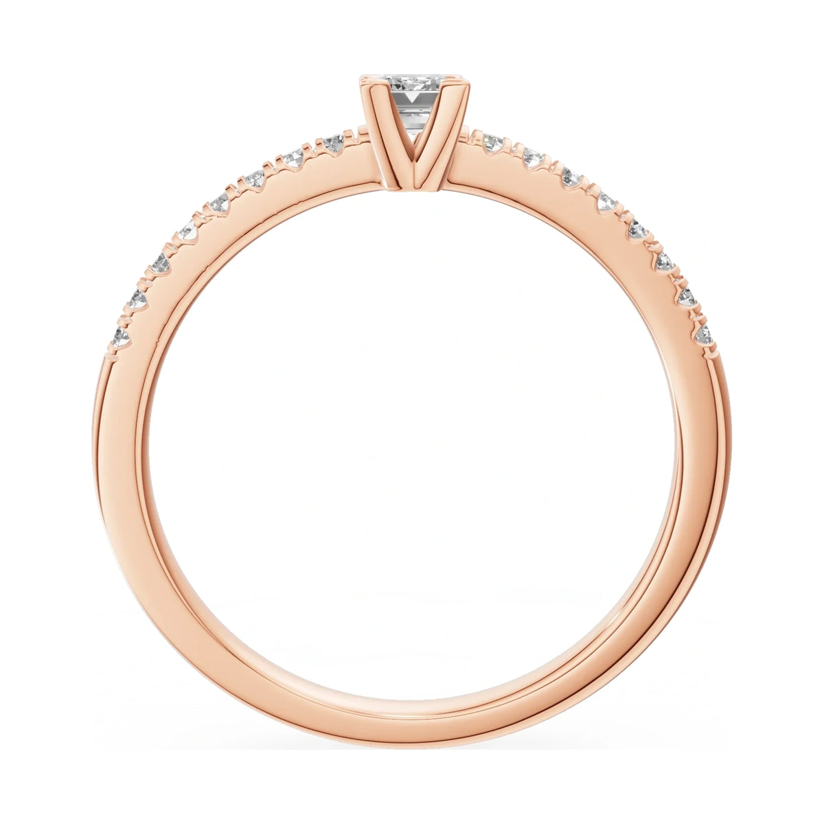 GREMARI Seven Solis emerald-cut natural diamond engagement ring in 14K rose gold, 0.15 ct