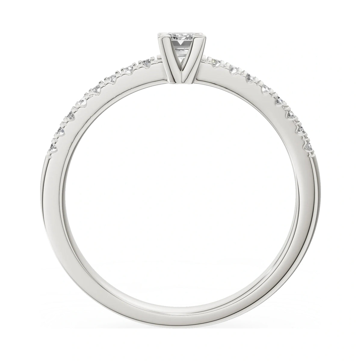 GREMARI Seven Solis emerald-cut natural diamond engagement ring in 14K white gold, 0.15 ct