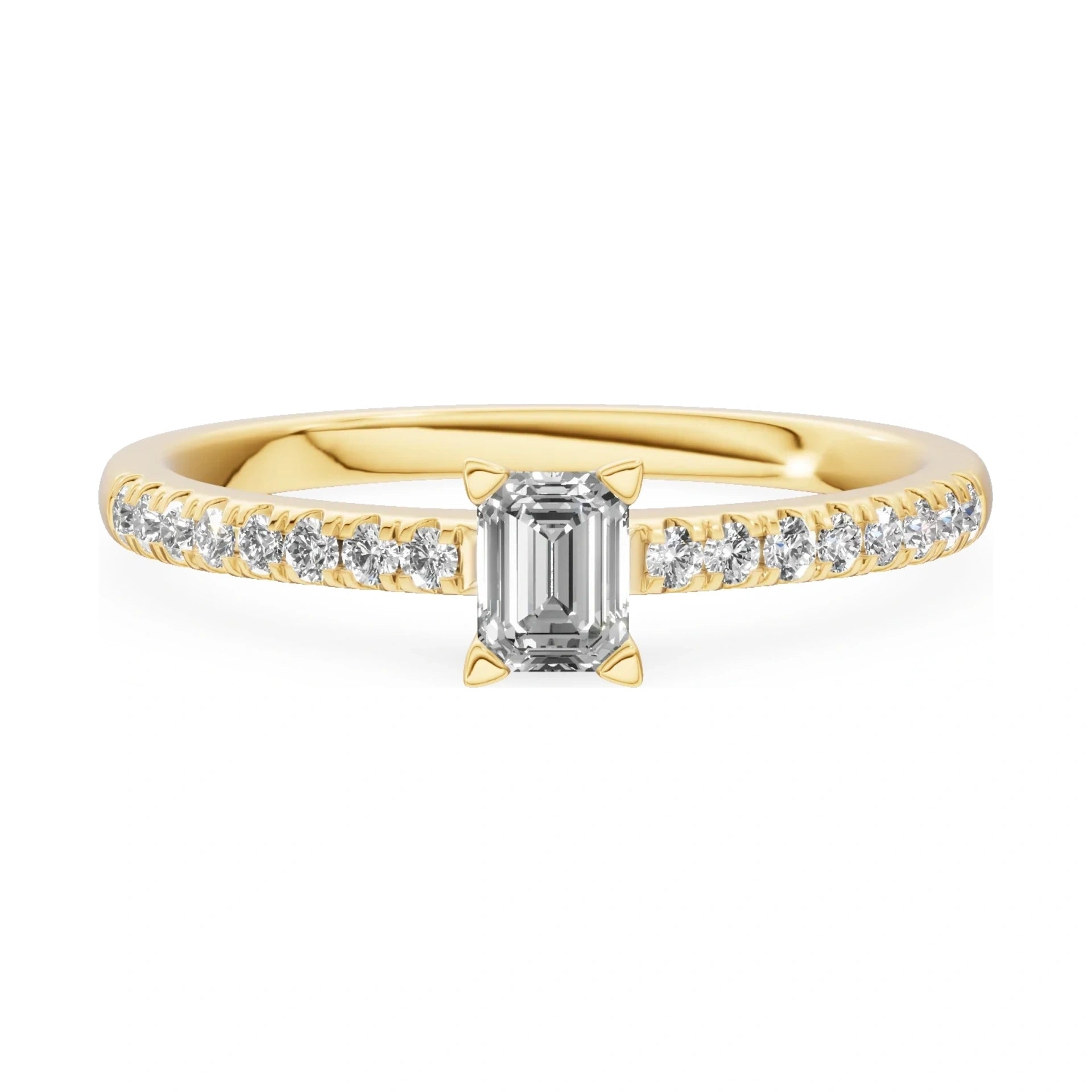GREMARI Seven Solis 14K yellow gold engagement ring with 0.24 ct emerald-cut natural diamond