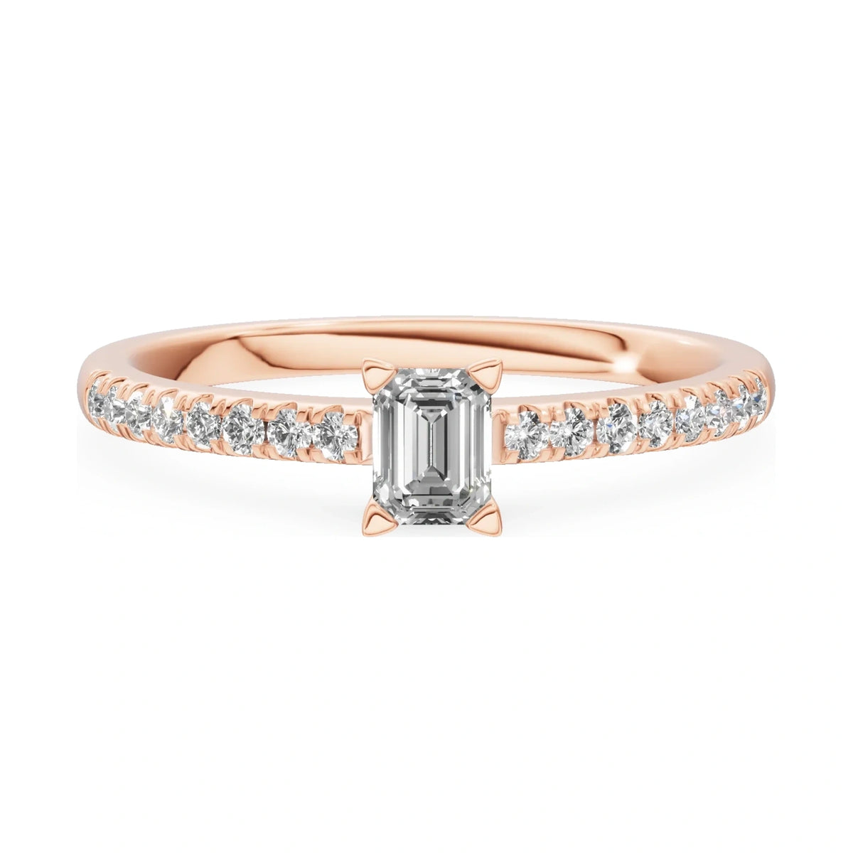 GREMARI Seven Solis 14K rose gold engagement ring with 0.24 ct emerald-cut natural diamond