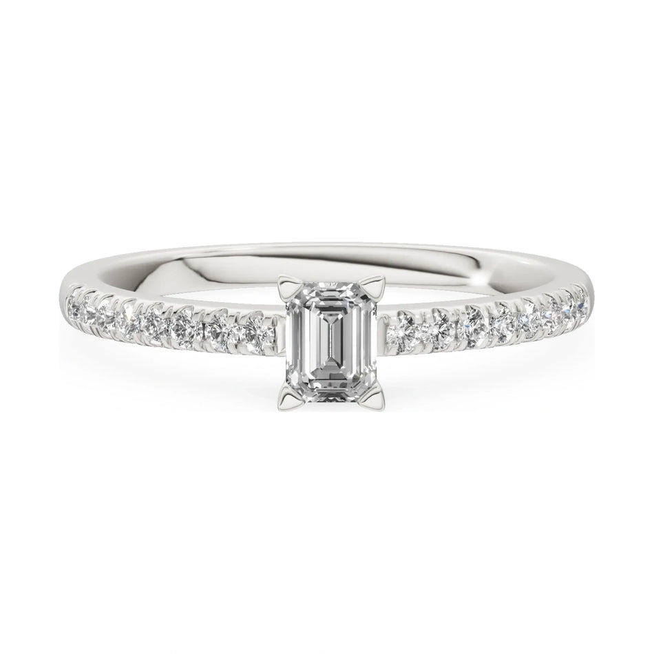 GREMARI Seven Solis 14K white gold engagement ring with 0.24 ct emerald-cut natural diamond