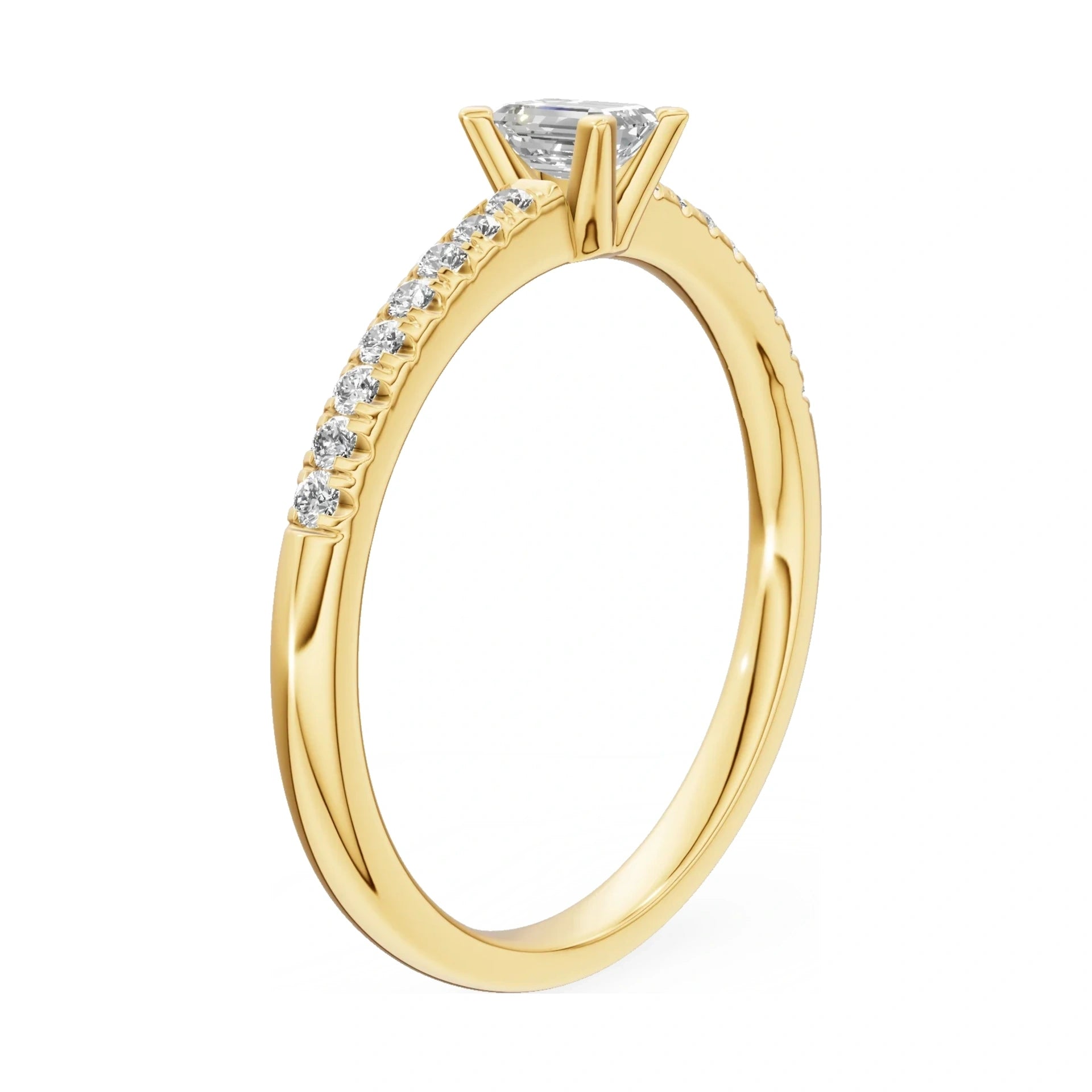 14K yellow gold GREMARI Seven Solis ring with 0.24 ct emerald-cut natural diamond