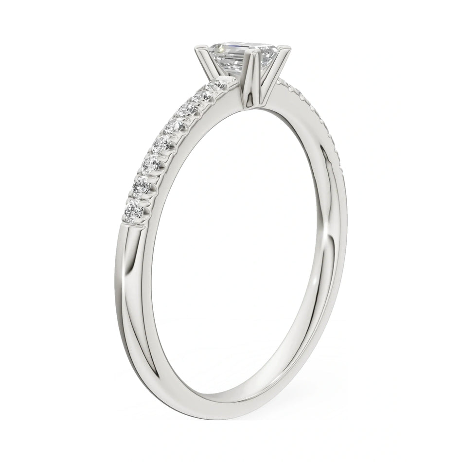 14K white gold GREMARI Seven Solis ring with 0.24 ct emerald-cut natural diamond