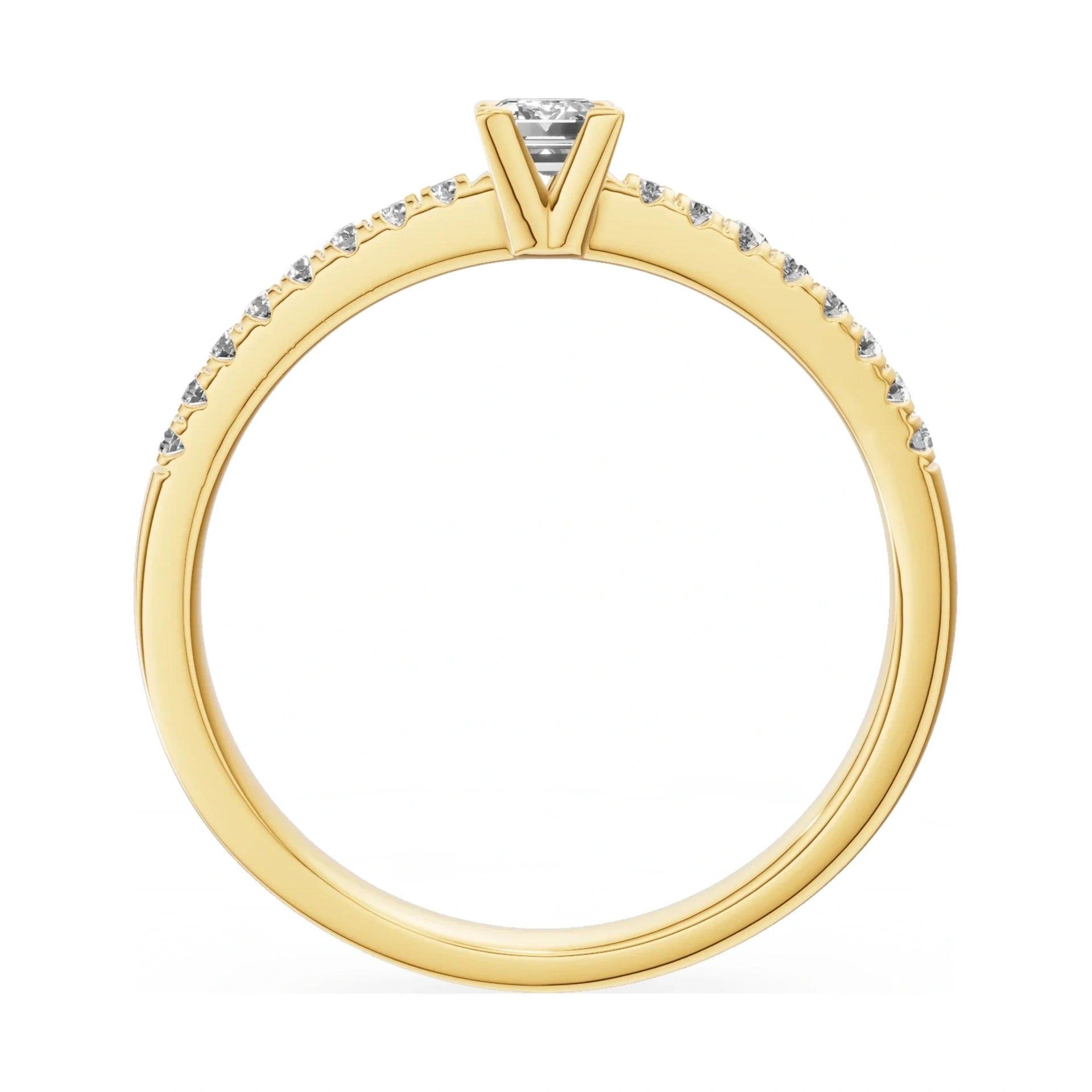 GREMARI Seven Solis emerald-cut natural diamond engagement ring in 14K yellow gold, 0.24 ct