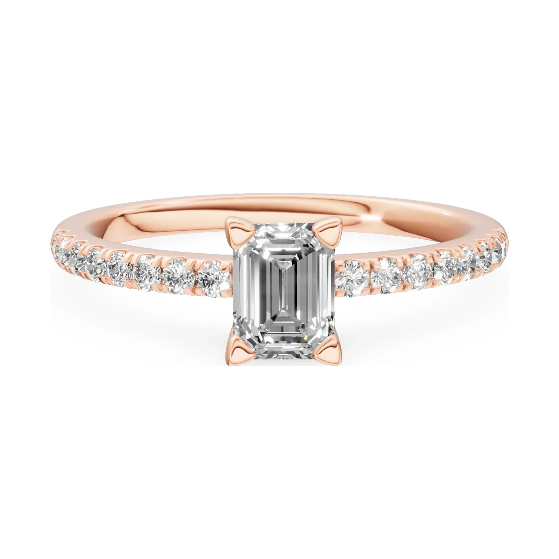 GREMARI Seven Solis 14K rose gold engagement ring with 0.50 ct emerald-cut natural diamond