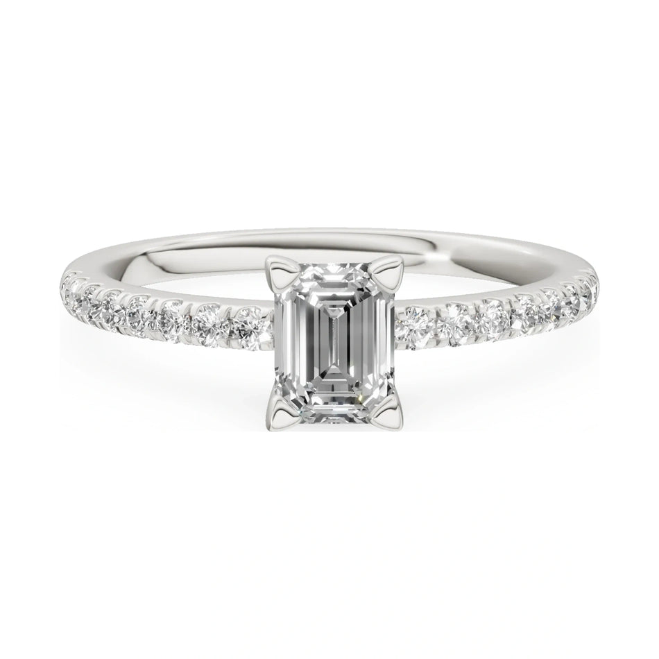 GREMARI Seven Solis 14K white gold engagement ring with 0.50 ct emerald-cut natural diamond