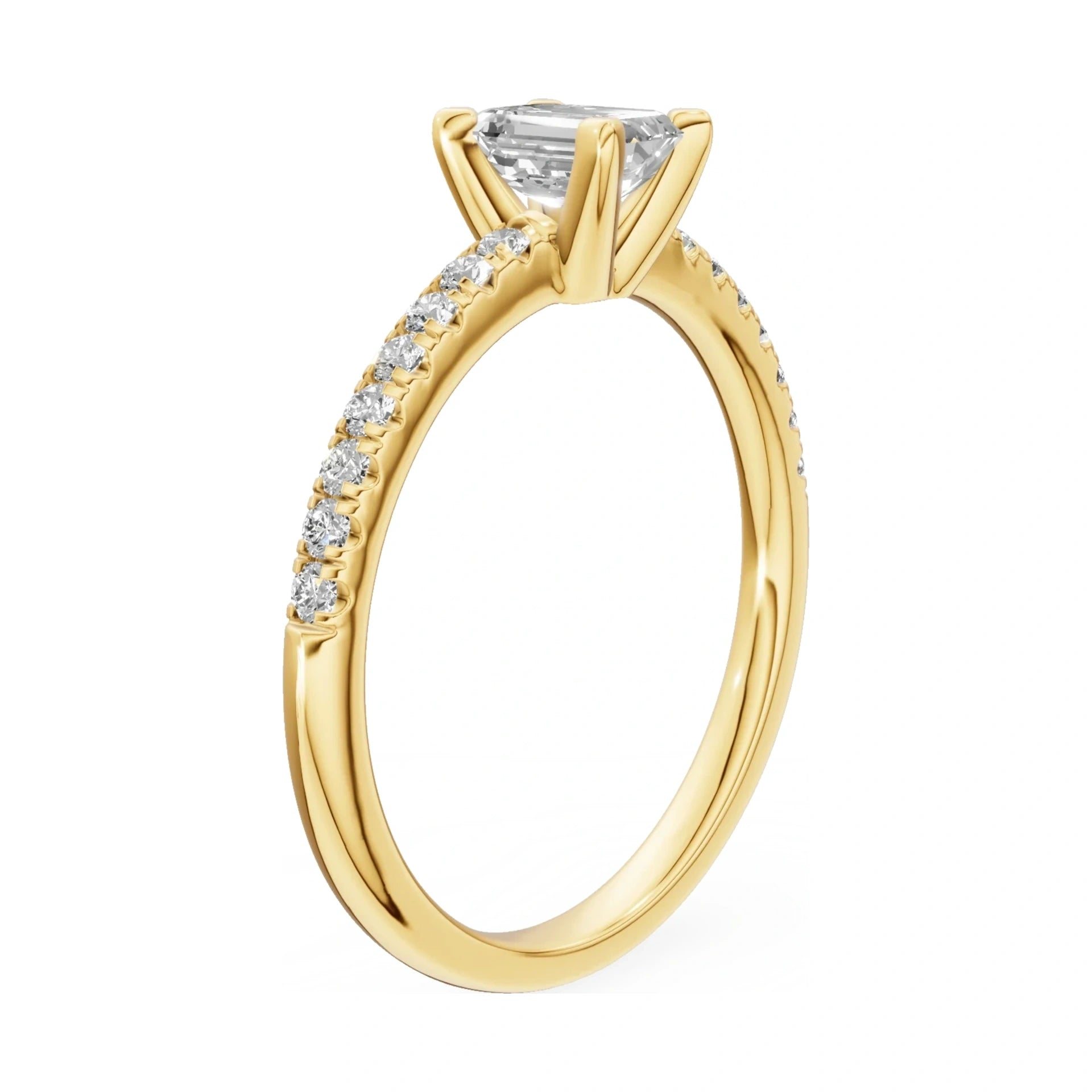 14K yellow gold GREMARI Seven Solis ring with 0.50 ct emerald-cut natural diamond