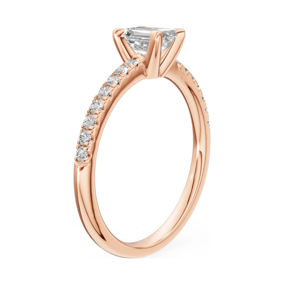 14K rose gold GREMARI Seven Solis ring with 0.50 ct emerald-cut natural diamond