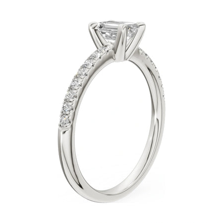 14K white gold GREMARI Seven Solis ring with 0.50 ct emerald-cut natural diamond