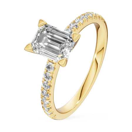 1.00 ct emerald-cut natural diamond GREMARI Seven Solis engagement ring in 14K yellow gold